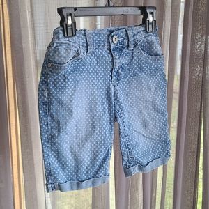 Girl's jean pokka dot Bermuda shorts